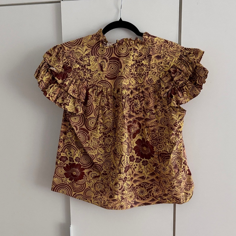 Ulla Johnson Floral Blouse in Brown and Yellow - Picture 6 of 6